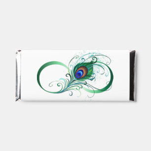 Infinity Symbol with Peacock Feather Hershey Bar Favors
