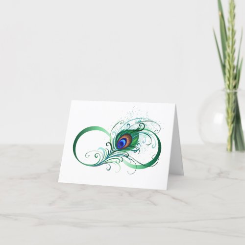 Infinity Symbol with Peacock Feather Holiday Card