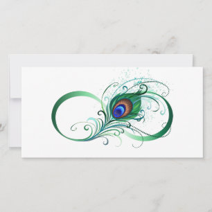 Infinity Symbol with Peacock Feather Holiday Card