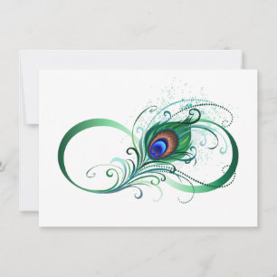 Infinity Symbol with Peacock Feather Holiday Card