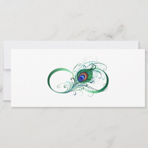 Infinity Symbol with Peacock Feather Holiday Card