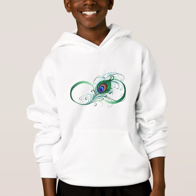 Infinity Symbol with Peacock Feather Hoodie (Front)