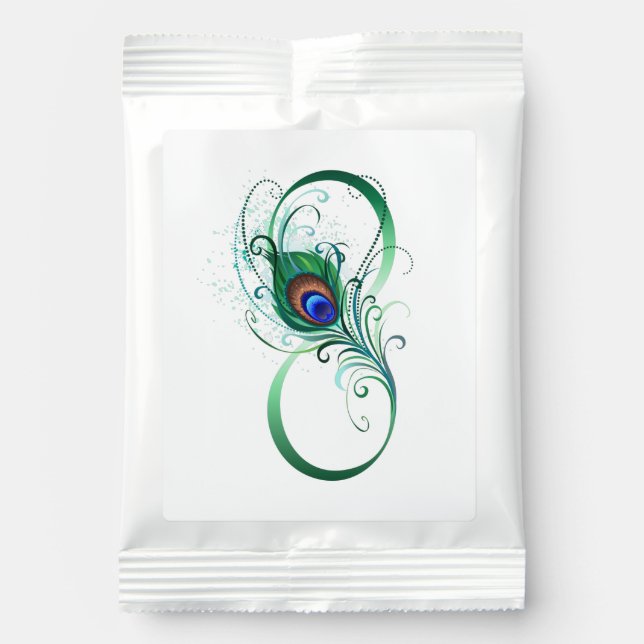 Infinity Symbol with Peacock Feather Hot Chocolate Drink Mix (Front)