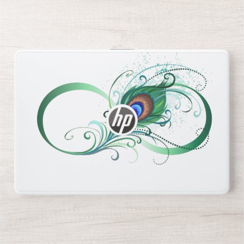 Infinity Symbol with Peacock Feather HP Laptop Skin