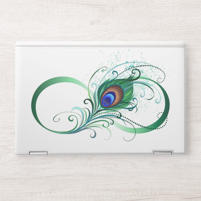 Infinity Symbol with Peacock Feather HP Laptop Skin (Front)