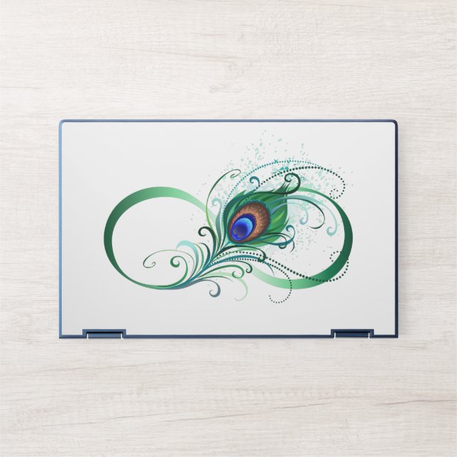Infinity Symbol with Peacock Feather HP Laptop Skin (Front)