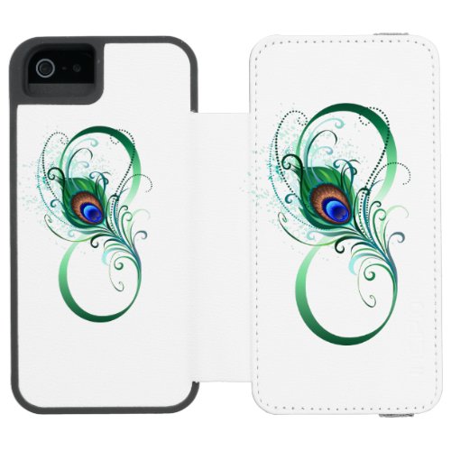 Infinity Symbol with Peacock Feather iPhone SE55s Wallet Case