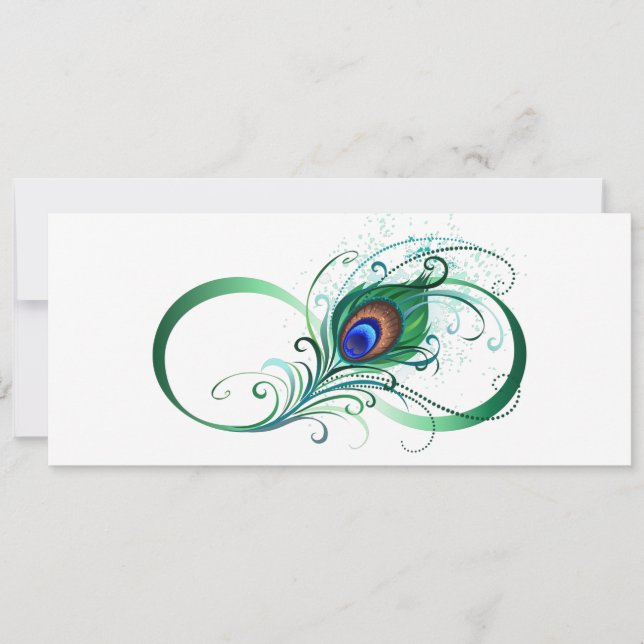Infinity Symbol with Peacock Feather Invitation (Front)