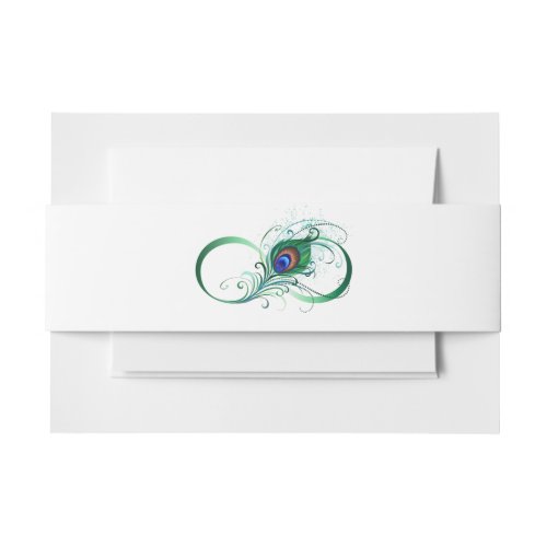 Infinity Symbol with Peacock Feather Invitation Belly Band