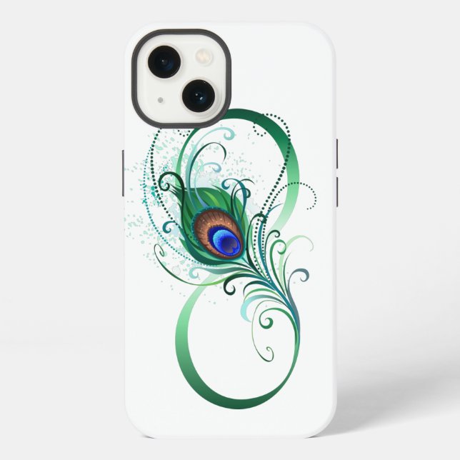 Infinity Symbol with Peacock Feather Iphone Case (Back)