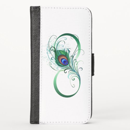 Infinity Symbol with Peacock Feather iPhone XS Wallet Case