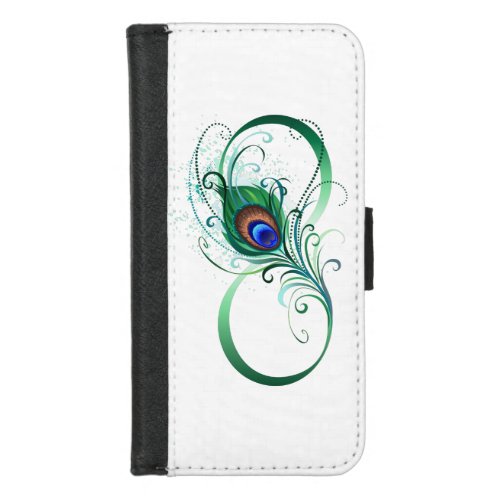 Infinity Symbol with Peacock Feather iPhone 87 Wallet Case