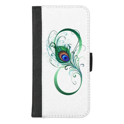 Infinity Symbol with Peacock Feather iPhone 87 Plus Wallet Case