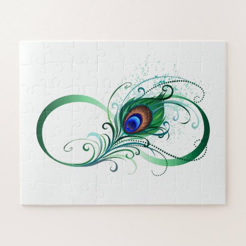 Infinity Symbol with Peacock Feather Jigsaw Puzzle