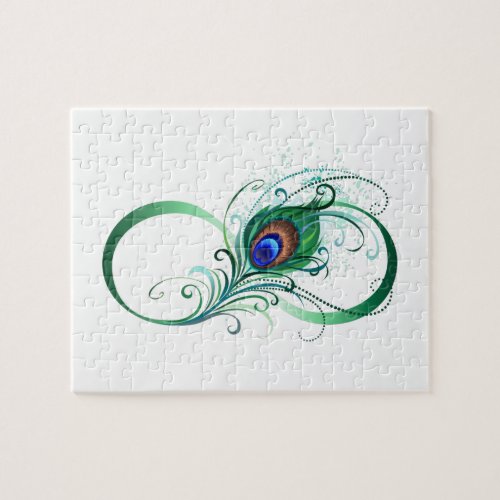 Infinity Symbol with Peacock Feather Jigsaw Puzzle