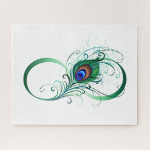 Infinity Symbol with Peacock Feather Jigsaw Puzzle