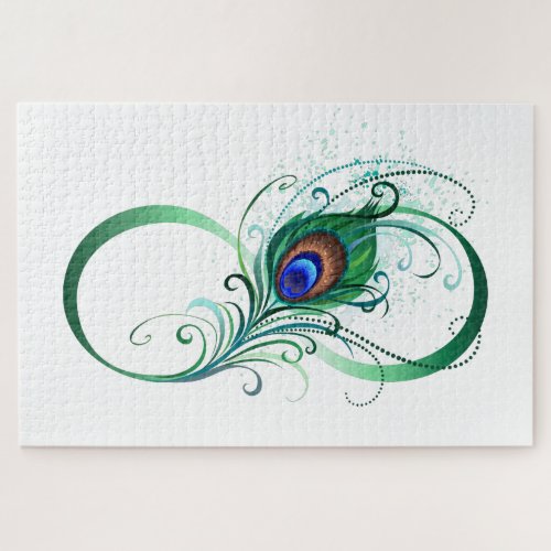Infinity Symbol with Peacock Feather Jigsaw Puzzle