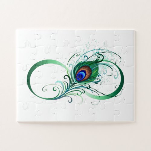 Infinity Symbol with Peacock Feather Jigsaw Puzzle