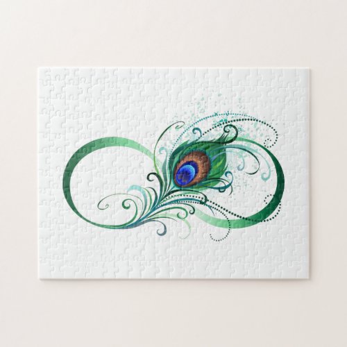 Infinity Symbol with Peacock Feather Jigsaw Puzzle