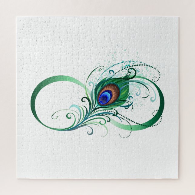 Infinity Symbol with Peacock Feather Jigsaw Puzzle (Vertical)
