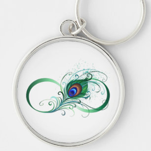 Infinity Symbol with Peacock Feather Keychain