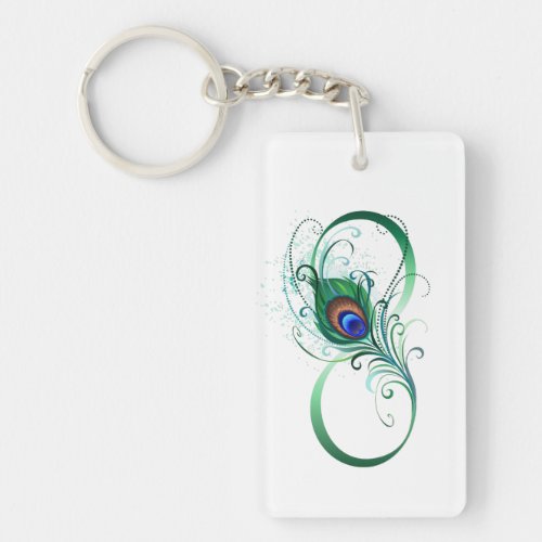 Infinity Symbol with Peacock Feather Keychain