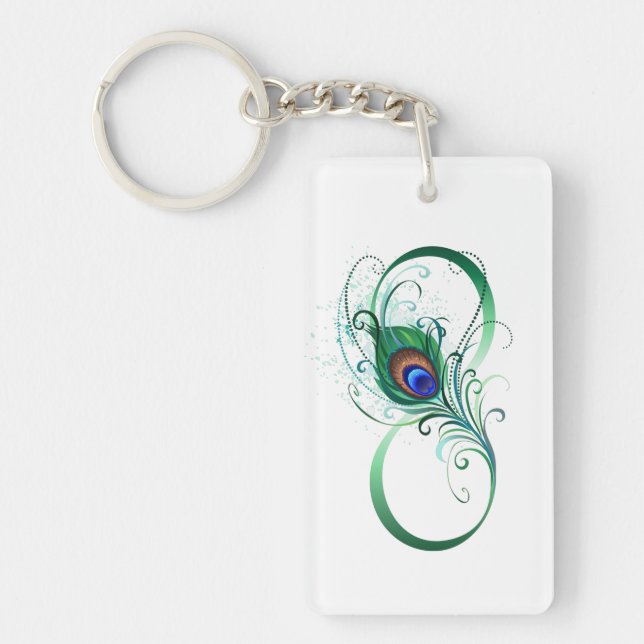 Infinity Symbol with Peacock Feather Keychain (Front)