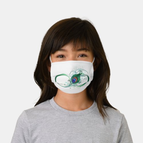 Infinity Symbol with Peacock Feather Kids Cloth Face Mask