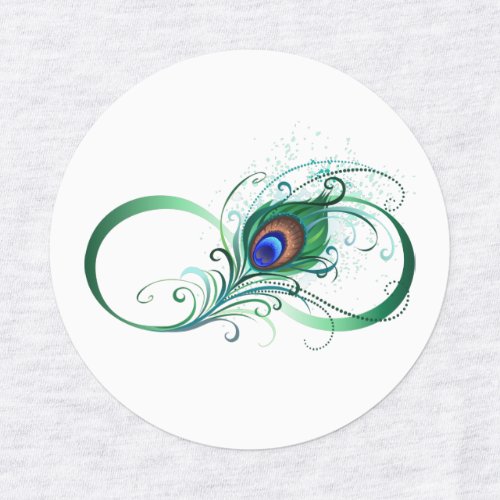 Infinity Symbol with Peacock Feather Kids Labels