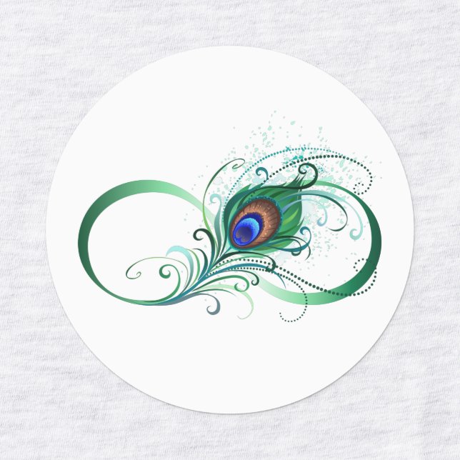 Infinity Symbol with Peacock Feather Kids' Labels (Design 1)