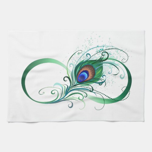 Infinity Symbol with Peacock Feather Kitchen Towel