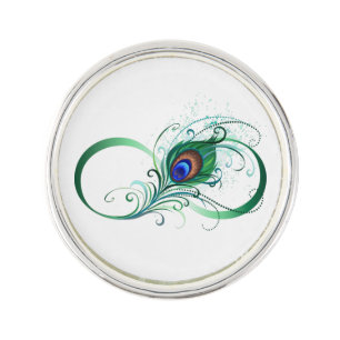 Infinity Symbol with Peacock Feather Lapel Pin