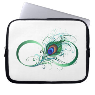 Infinity Symbol with Peacock Feather Laptop Sleeve