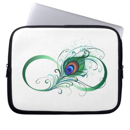 Infinity Symbol with Peacock Feather Laptop Sleeve