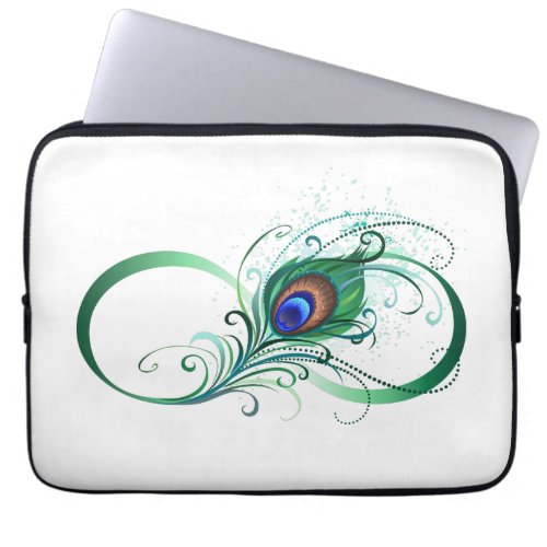 Infinity Symbol with Peacock Feather Laptop Sleeve
