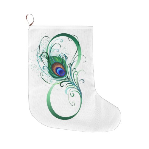 Infinity Symbol with Peacock Feather Large Christmas Stocking