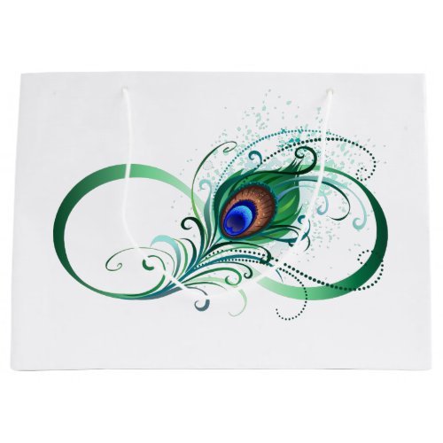 Infinity Symbol with Peacock Feather Large Gift Bag