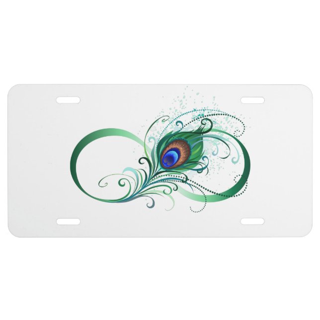 Infinity Symbol with Peacock Feather License Plate (Front)