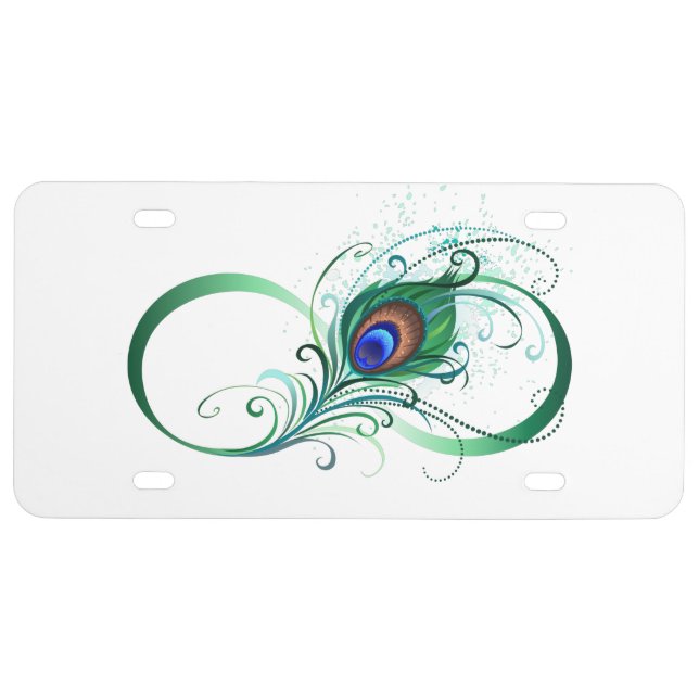Infinity Symbol with Peacock Feather License Plate (Front)