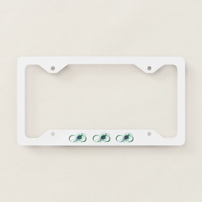 Infinity Symbol with Peacock Feather License Plate Frame (Front)