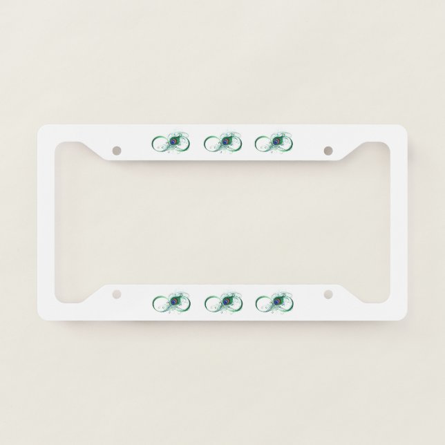 Infinity Symbol with Peacock Feather License Plate Frame (Front)