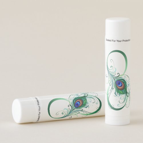 Infinity Symbol with Peacock Feather Lip Balm