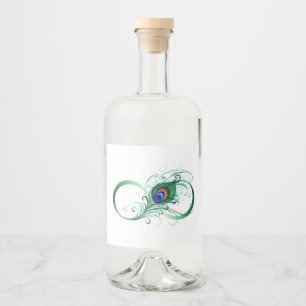 Infinity Symbol with Peacock Feather Liquor Bottle Label