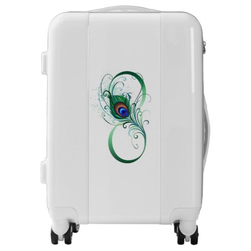 Infinity Symbol with Peacock Feather Luggage