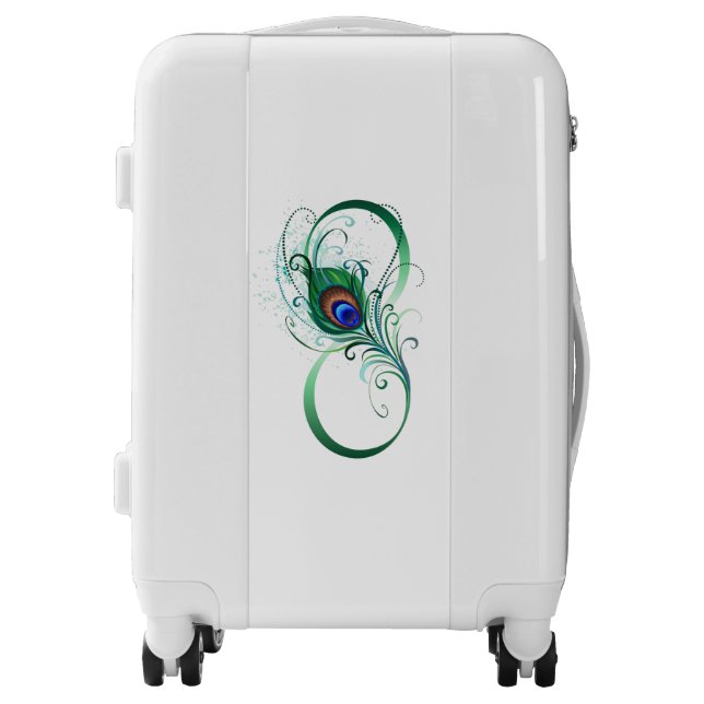 Infinity Symbol with Peacock Feather Luggage (Front)