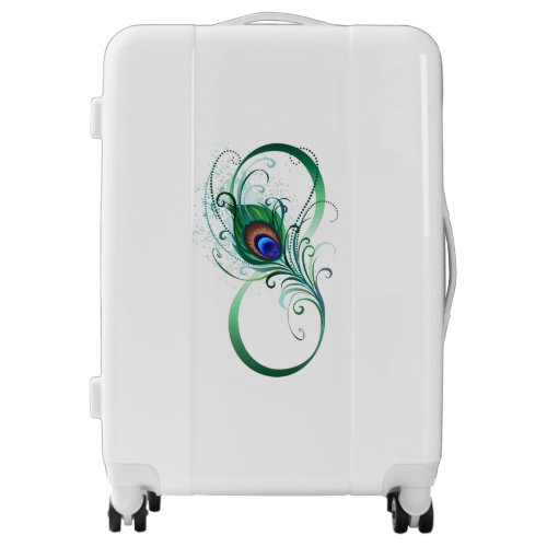 Infinity Symbol with Peacock Feather Luggage