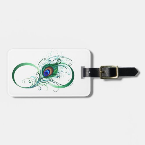 Infinity Symbol with Peacock Feather Luggage Tag