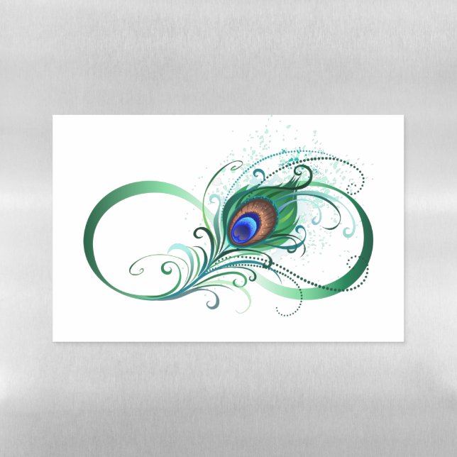 Infinity Symbol with Peacock Feather Magnetic Dry Erase Sheet (Horizontal)