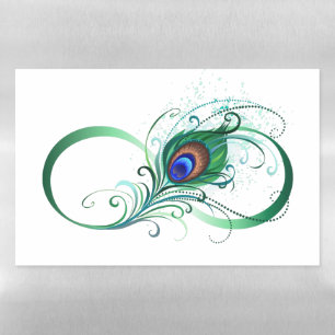 Infinity Symbol with Peacock Feather Magnetic Dry Erase Sheet