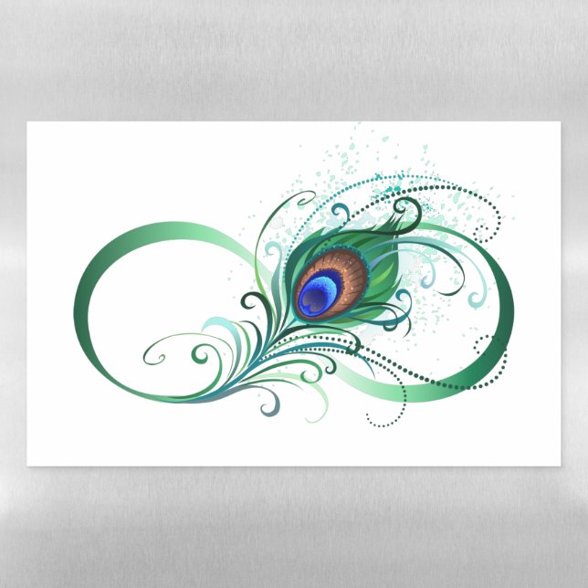 Infinity Symbol with Peacock Feather Magnetic Dry Erase Sheet (Horizontal)